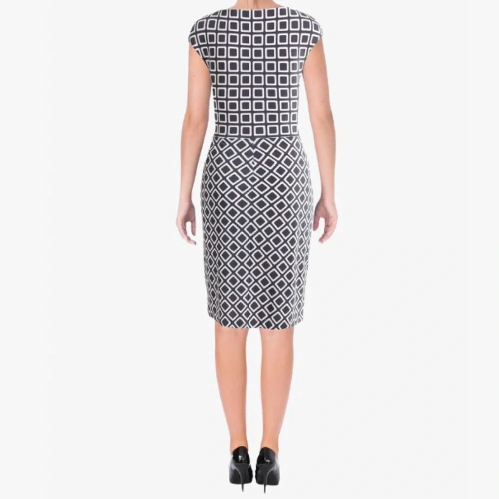 Ralph Lauren Sheath Geo Print Women’s Midi Dress - 10/12 - Picture 16 of 17